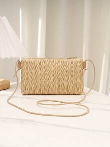 Nueva bolsa de verano/primavera tipo bandolera de tejido, bolso pequeño versátil de hombro, bolso cuadrado encantador, al por mayor - Caqui - Ver 2