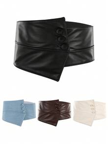 1pc Women's Elastic Waist Decorative Belt, Solid Color Adjustable Waist Cincher Belt For Coats, Down Jackets, Hook And Loop Closure Fall, Autumn, Halloween - Waistband - View 12