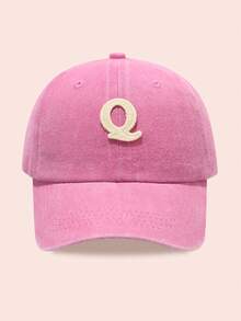 1pc Kids' Washed Baseball Cap With 26 Letters, Suitable For Outdoor Activities, Sun Ion, Daily Wear, Boys & Girls - Water Soluble-pink Washed Baseball Cap - View 9