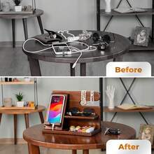 Wood Phone Docking Station For Men - Desk Or Nightstand Organizer - Birthday Gifts For Husband, Dad - Anniversary Idea From Wife - Key Holder, Stand Wallet, Watch & Essentials - màu nâu - Xem 2