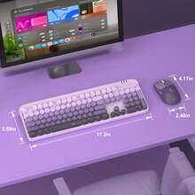 MageGee 2.4G Wireless Keyboard And Mouse Combo, Full-Size Silent Keyboard With Phone Holder And Low-Profile Square Keycaps, 3 DPI Adjustable Wireless Mouse With No Delay, Suitable For PC/Laptop/Tablet/Home Office Typing - Multicolor - View 8