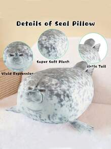 40厘米/15.74英寸 海豹抱枕毛绒玩具 妈妈和四个孩子 海豹毛绒动物毛绒玩具 3D新奇海狮公仔毛绒玩具枕头 送给孩子的女孩装饰创意礼物 送给孩子的生日派对 家庭女孩房间装饰游戏收藏品 - 灰色 - 查看 5