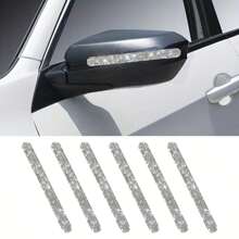 6-Piece Set Of Pink And White Car Exterior Door Handle Protective Cover - Shiny Crystal Sticker! Add A Touch Of Decoration To Your Car!