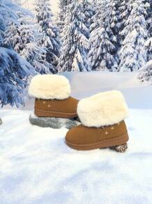 1双2025新款男童防滑防水软底保暖内衬厚雪地靴，注意：鞋子尺码偏小1码