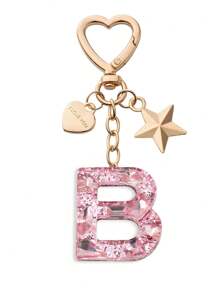 1pc Cute Bling Keychain Initial Letter Butterfly Star Pink Gift For Women Girls Bag Purse Handbags School Bag Car Key Cup Charms Accessories Car Accessories Goth Y2k