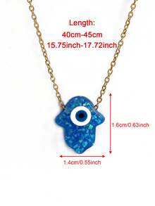 1 件不锈钢链式项链，带眼形 Hamsa 手形吊坠，适合日常佩戴