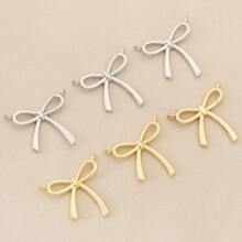 3 Pieces Of DIY Copper Inlaid Zirconia Delicate Bow 18K Gold Plated Silver Pendant Jewelry Accessories