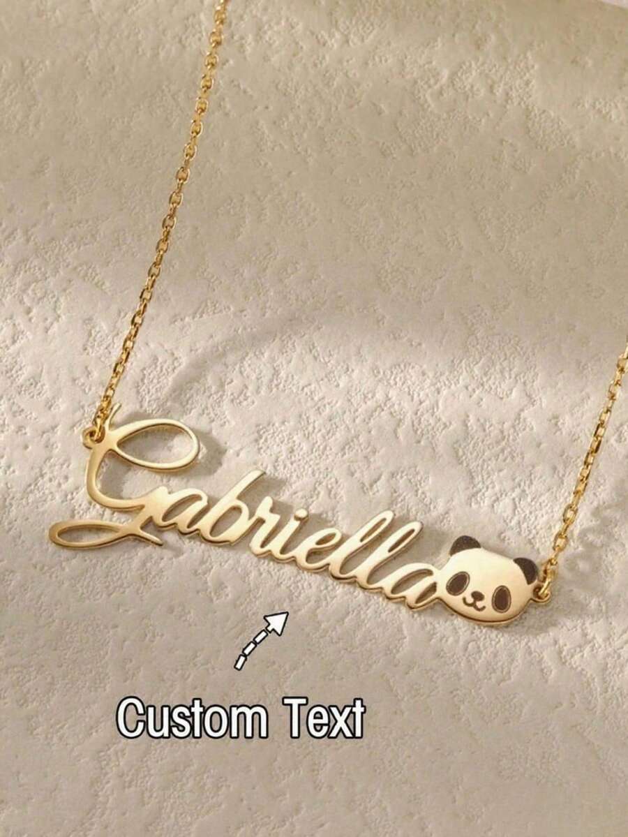 1pc Customized Panda Necklace With Name | Personalized Panda Pendant Necklace | Animal Name Tag Necklace | Elegant Daily Necklace, Ideal Gift For Couples, Friends, Family, Mother's Day, Gold, Silver, Fashionable, Autumn, Compact, Simple, Casual, Vintage Coin Customized, Personalized, Unique Gift For Girlfriend, Mom, Family, Friends, Daughter For Anniversary, Valentine's Day, Mother's Day, Birthday, Graduation, Daily Wear, Wedding, Gala