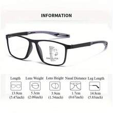 Men's Multi-Focal Business Office Sports Full-Frame Reading Glasses, Tr90 Material Temple, College Casual Sports Style Sun-Blocking Reading Glasses, Refractive Power +1.0 To +4.0 - Xám - Xem 6