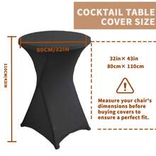 Spandex Stretch Highboy Round Tablecloth 4-Pack 32"X43" White – Cocktail Table Cover, Waterproof & Washable, Perfect For Weddings, Parties, Banquets, Events - màu đen - Xem 6