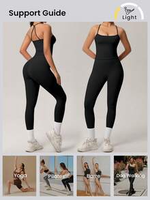 VVX Women's 2 Piece Outfits Casual Sets Ruched Camisole Tops And High Waisted Shorts/Pants Leggings Tracksuit Sets - 黑色 - 查看 5