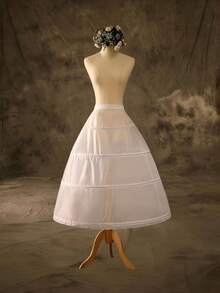 1 件女式白色春夏轻质衬裙，3 层钢骨荷叶边洛丽塔衬裙，适合婚礼、派对、角色扮演，优雅的 3 环新娘礼服衬裙 - 可机洗，涤纶和尼龙，非常适合新娘礼服和万圣节正式礼服 - 白色 - 查看 10