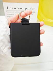 Luxury Minimalist Solid Green Phone Case, Compatible With Samsung Galaxy Z Flip 5 6, Shock-Resistant Back Cover, Waterproof, Anti-Fall, Anti-Scratch - Black - View 10