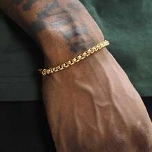 18K Gold Plated Stainless Steel Jewelry, Hiphop Style Twisted Chain Bracelet, Men's Fashion Accessory, Everyday Wear, Gift For Girlfriend - Chain Bracelet - View 8