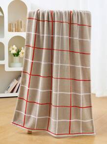 1pc Cotton Plaid Pattern Simple Bathroom Bath Towel, Soft Hand Towel, Thick And Absorbent, Suitable For Bathroom, Gym, Hotel, Beach - Great Everyday Essential And Perfect Gift For Home, Travel, Valentine's Day, Mother's Day
