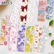 48pcs Romantic Bowknot Pattern Bookmarks, Pink Series, Bookmarks Set, Diary Journal Reading Markers, Decorative Accessories, School Supplies, Gifts For Girls, Christmas & New Year Gifts, Stationery Gifts For Book Club Members, Writers, Teachers, Back To School, Vibrant Book Companion, Bomboniere 18th Birthday, Graduation Bomboniere, Personalized Bookmarks, Desk Decor