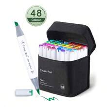 168/120/100/80/60/48 ألوان أقلام تحديد فنية ذات طرفين فرشاة وحافة دائمة مناسبة للفنانين والبالغين والرسوم المتحركة والتلوين والرسم التوضيحي وصنع البطاقات هدية عيد الميلاد والسنة الجديدة - قابلة لإعادة التعبئة، عودة إلى المدرسة