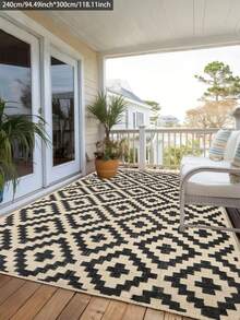 Reversible Mats, Plastic Straw Rug, Modern Area Rug, Large Floor Mat And Rug For Outdoors, RV, Patio, Backyard, Deck, Picnic, Beach, Trailer, Camping, Black & Beige, 8' X 10' - Màu be đậm - Xem 13