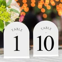 10pcs Gold Mirror Acrylic Table Numbers 1-10 With Holder, Gold Arch-Shaped Acrylic Table Sign Holder Suitable For Wedding Reception, Party, Event, Birthday