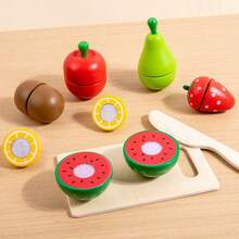 1pc Wooden Pretend Play Food Cutting Fruit Toy, Kitchen Vegetable Simulation Game, Suitable For Children 3+