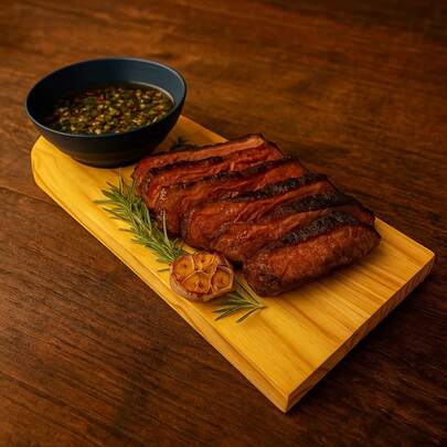 Madeira Linda Tábua de Servir Aperitivos Madeira Pinus Bowl Stripes Molheira Patezeira