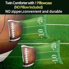 NINENINE Boys Bedding Set - Green Rugby Field Football Comforter With Pillowcase, Soft Football Quilt, Full Size - 綠色 - 查看 4