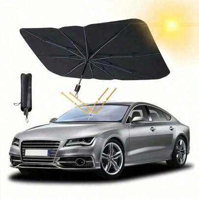 Easypie Selection 1PC Hot-Selling Car Titanium Silver Opening Sunshade In Summer, Car Sunshade, Sunshade, Front Sunshade, Sun Protection And Heat Insulation Sunshade, Foldable Car Sunshade, Protect Your Car From UV Rays, Sunlight And Heat, Suitable For Most Vehicles