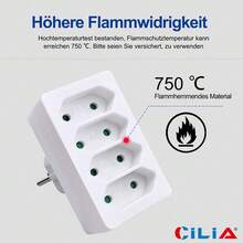 CILIA 2/4 Pcs 4-In-1 Wall Outlet Converter 2300W 250V,CE Certified,Type C Plug,Space-Saving Design For Home & Travel,White - EU F Type Plug(220-240V) - View 5