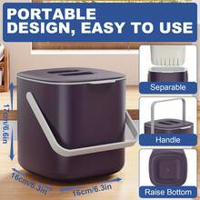 1.06 Gallon Kitchen Compost Bin - With Removable Lid, Easy To Clean, Detachable Inner Basket, Durable PP Material Trash Can, Gray