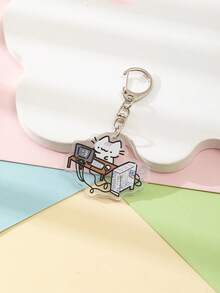 1 件亚克力可爱卡通线条猫钥匙扣/上班族猫/爱心猫/小丑小猫/蜜蜂小猫/蓝色包包小猫/裹在被子里的小猫/哭泣小猫/金钱小猫/芒果小猫/动物主题钥匙扣吊坠背包装饰/包包配件/书包配件/钱包吊坠/朋友的汽车配件包饰动物哥特 Y2k 圣诞礼物创意包挂绳带身份证夹汽车配件包饰 - 彩色 - 查看 29