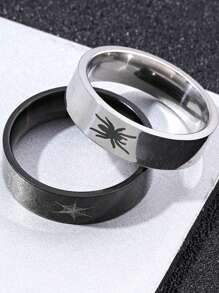 2 Peças Anéis Minimalistas de Casal em Aço Inoxidável, Acessórios Adequados para Homens e Mulheres, Uso Diário, Presente de Feriado e Encontro