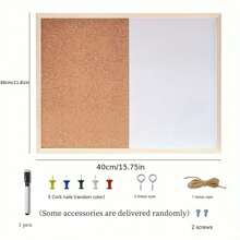 Pizarra blanca y de corcho de 15.74"X11.8", pizarra magnética, tablón de anuncios, combinación de tablón de boletines, tablero de notas, tablero de visión, tablón de anuncios para oficina, aula o decoración del hogar