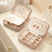 1pc 3 Layers Jewelry Organizer, Velvet Zipper Jewelry Box, Multi-Functional Jewelry Storage Box, Travel Portable Jewelry Organizer For Earrings, Necklaces, Rings, Watches, Hair Accessories, Valentine's Day Gifts, Mother Day Gift For Mom