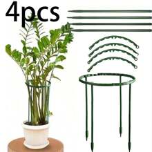 4/8 Soportes para plantas de jardín, Macetas con jaula semicircular de plástico, Soportes para flores trepadoras, Soportes para flores de peonía