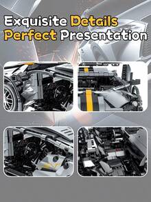 Building Block Toy, 1,356 Pieces. A Silver-Gray Supercar Assembly Toy With High Difficulty Level For Adults. It Is Suitable As A Festival Gift, A Birthday Gift, A Christmas Gift, A Thanksgiving Gift, Or A New Year's Gift.