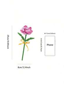 1 Flower Building Bricks, DIY Flower Series Building Blocks, Sunflower, Bella Flower,Carnation,Kapok,Africa Daisy, Artificial Flower, Home Decoration,Desktop Decoration,Pressure Relief Activities, Birthday Gift,A Set Of 10 With 1000+ Pcs Particles.