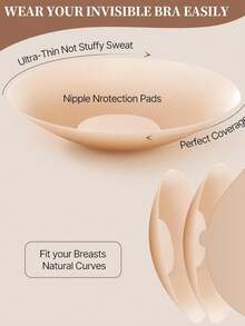 2Pcs Nipple Covers For Women - Adhesive Reusable Silicone Pasties Invisible Seamless No Show Breast Petals Strapless Bra - Multicolor - View 6