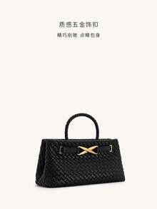 Sac à main moyen de femme à la mode, fait main, tressé. Sac à bandoulière, sac bandoulière, sac multifonctionnel tressé, édition spéciale, exquis et élégant, grande capacité, durable, sac fourre-tout en forme de coquillage dumpling - Noir - Voir 6