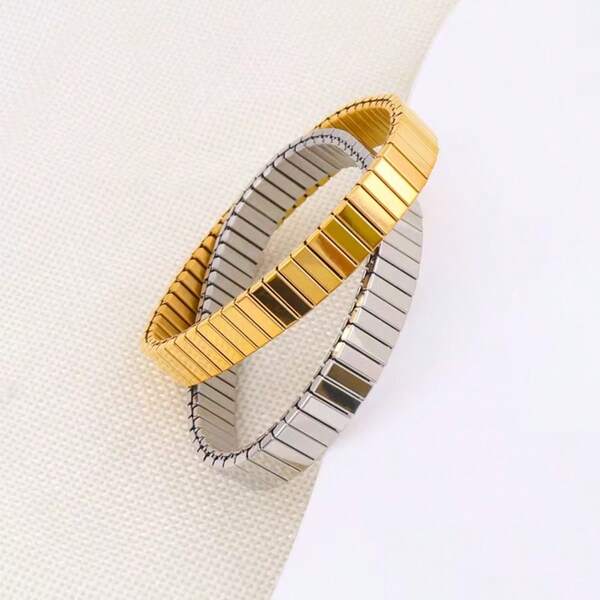 1 pieza Brazalete versátil y de moda, brazalete extensible de acero inoxidable, de alta calidad para mujer, para el verano