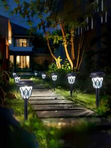 6/12/10/20pcs  Waterproof Solar Garden Lights, Outdoor Lawn Lights/Solar Garden Lights, LED Path Lights With Automatic On/Off From Dusk To Dawn, Garden Pole Lights For Patio And Backyard Landscape Decoration, Suitable For Driveways, Courtyards, Gardens, And Automatic Night Lighting(400mah) - màu đen - Xem 8