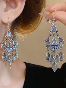 Pendientes de flor con borlas estilo vintage bohemio para mujeres