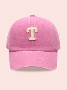 1pc Kids' Washed Baseball Cap With 26 Letters, Suitable For Outdoor Activities, Sun Ion, Daily Wear, Boys & Girls - Water Soluble-pink Washed Baseball Cap - View 79