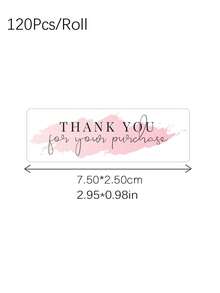 120Pcs/Roll, Rectangular Thank You For Your Order Sticker, Label Sticker, Packaging For Small Business, Order, Decoration, Gifts - Pink - View 2