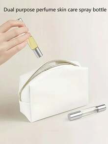 1 件装两用香水护肤喷雾瓶 - 透明玻璃，可重新填充，方便旅行，配有金色盖子和球，便携办公室和外出必备