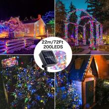 1pc Solar Fairy Lights Outdoor Solar String Lights For Outside Waterproof, 8 Modes Copper Wire Twinkle Lights For Christmas, Garden, Patio, Fence, Balcony ,Patio ,Christmas Tree Wedding Party Decoration(Warm White/Multicolor/White/Red/Pink/Blue) Fall Decor Christmas Decor House Decor Outdoor Decor Christmas Decor Christmas Gift Thanksgiving Christmas Tree Decor Ornaments Christmas Light Bedroom Decor Home Decor Party Decor Holiday Festival Room Decor