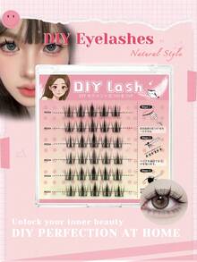LASHIDOL 30 簇无胶睫毛延长，柔软自然假睫毛 DIY 套装，适合初学者且可重复使用 - 黑色 - 查看 12