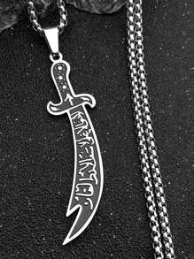 Sword Shape Hollow Pendant Gold/Silver/Black Color Stainless Steel Sword Necklace Fashion Gorgeous Gifts For Men And Women