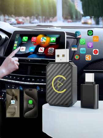 Adaptateur sans fil mini Carplay et adaptateur sans fil Android Auto - Connexion stable et rapide pour convertir le câblé en CarPlay sans fil pour les voitures 2016 et plus, adaptateur Apple Carplay sans délai (Veuillez vérifier la compatibilité du véhicule avant l'achat)