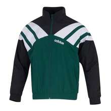 Adidas 运动夹克/外套，梭织宽松男式休闲跑步 JX3053 - 森林綠/黑色 - 查看 1