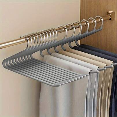 10pcs Space-Saving Goose Z-Shaped Pants Hanger, Metal Construction, Multi-Functional Pant Storage Organizer For Home Closet And Boutique Display, Heavy-Duty Jeans And Trousers Hangers, Narrow-Profile Wardrobe Rack For Retail Shelves, Space-Efficient, Rust-Resistant Finish, Smooth Glide, Keeps Garments Wrinkle-Free, Versatile For Skirts, Pants, And Leggings, Ideal For Storefront And Dresser Organization